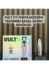 Vult VT-10800 | Profesyonel Saç & Sakal Tıraş Makinesi – Full Metal Gövde – Kablosuz – LED Göstergeli – 5 Tarak