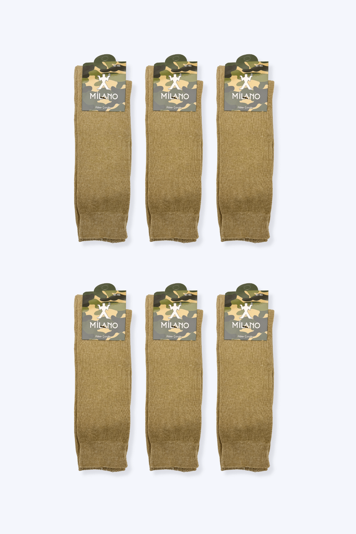 Milano Erkek Asker Çorabı 6'lı Haki