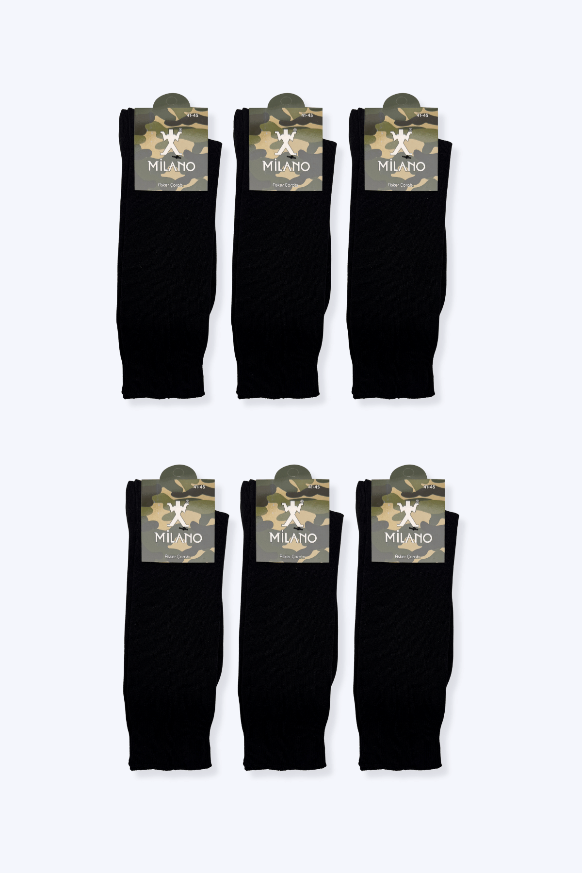 Milano Erkek Asker Çorabı 6'lı siyah