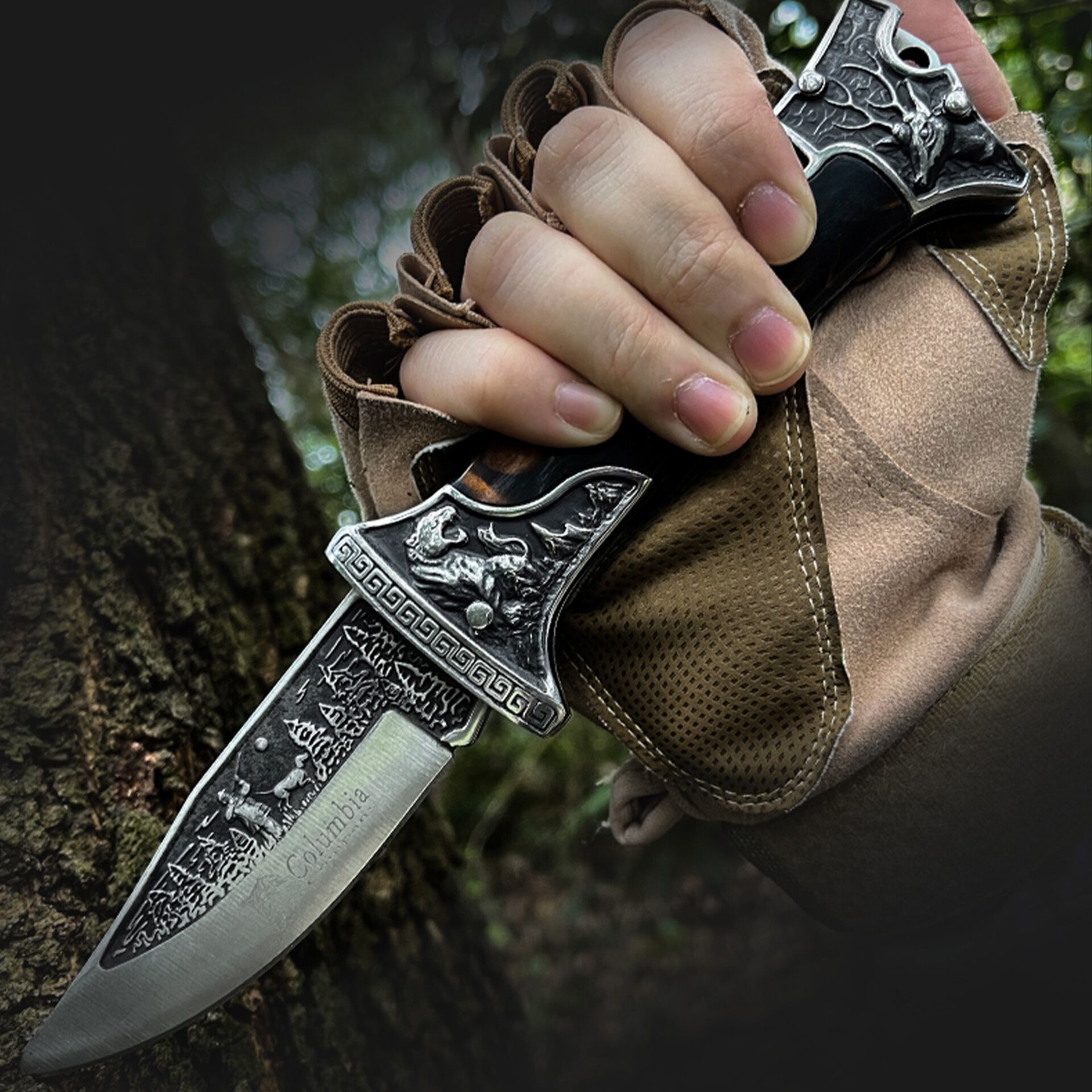 Columbia Company A-3188-C Geyik İşlemeli Bıçak