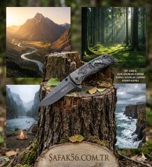 Mtech MT-1008A gravürlü metal kabza kemer klipsli çakı