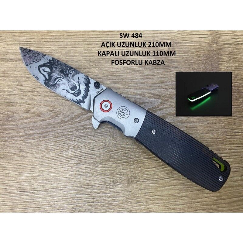 Swat Kurt Çakı Fosforlu siyah saplı