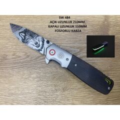 Swat Kurt Çakı Fosforlu siyah saplı