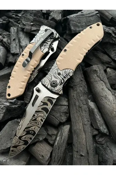 Browning Serisi Damascus İşlemeli 20 Cm Kamp Outdoor Çakı