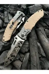 Browning Serisi Damascus İşlemeli 20 Cm Kamp Outdoor Çakı