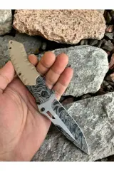 Browning Serisi Damascus İşlemeli 20 Cm Kamp Outdoor Çakı