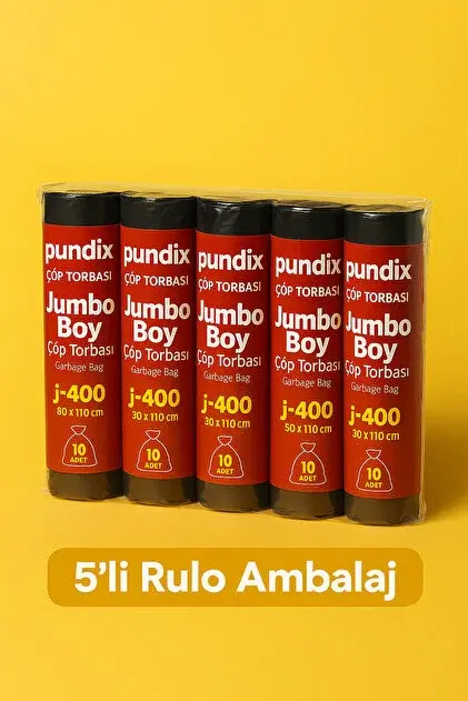 Pundix J400 Jumbo Boy Çöp Torbası (80X110 Cm) – 5 Rulo