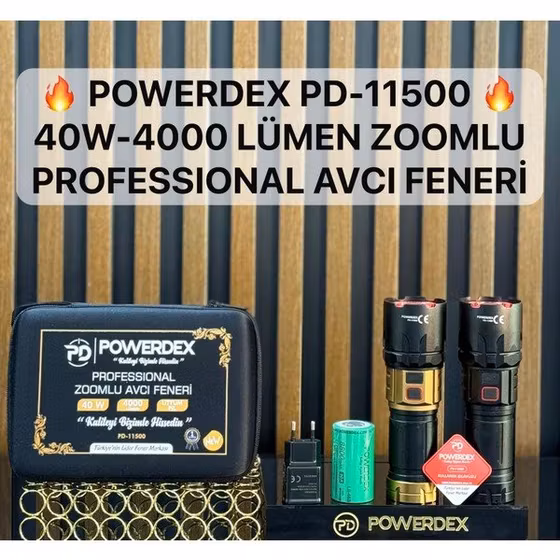 Powerdex PD-11500| 40W–4000 Lümen Zoomlu Şarjlı Avcı Feneri