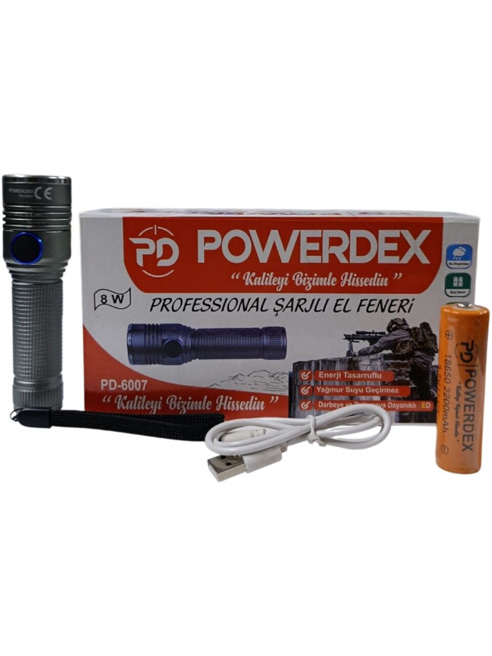 Powerdex PD-6007 Su Geçirmez Şarjlı Profesyonel El Feneri