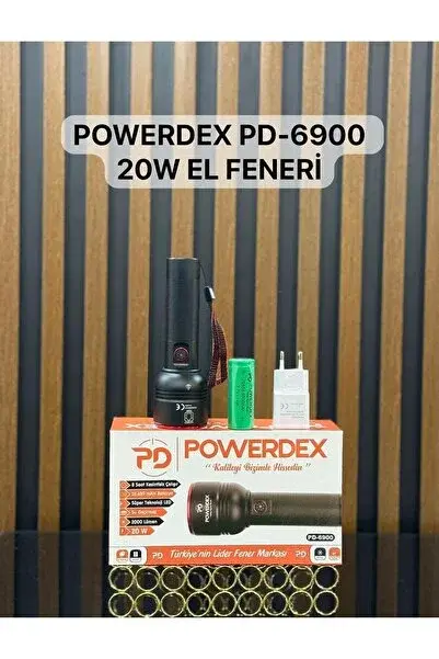 Powerdex PD-6900 2000 Lümen Zoomlu Siyah Şarjlı El Feneri
