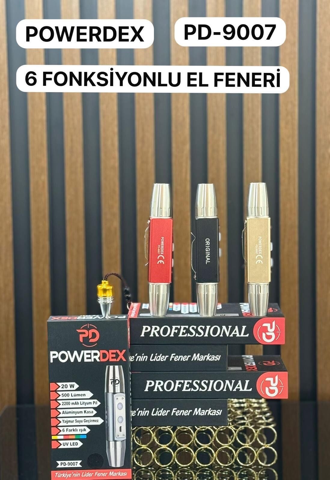 PD-9007 Çift Uçlu 6 Işıklı 20W 500 Lümen UV El Feneri