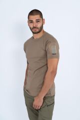 T-SHIRT TACTICAL K.KOL PİKE - 801 BEJ
