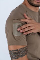 T-SHIRT TACTICAL K.KOL PİKE - 801 BEJ