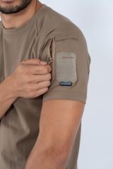 T-SHIRT TACTICAL K.KOL PİKE - 801 BEJ