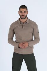 T-SHIRT TACTICAL U.KOL PİKE - 823 BEJ