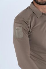 T-SHIRT TACTICAL U.KOL PİKE - 823 BEJ