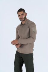 T-SHIRT TACTICAL U.KOL PİKE - 823 BEJ