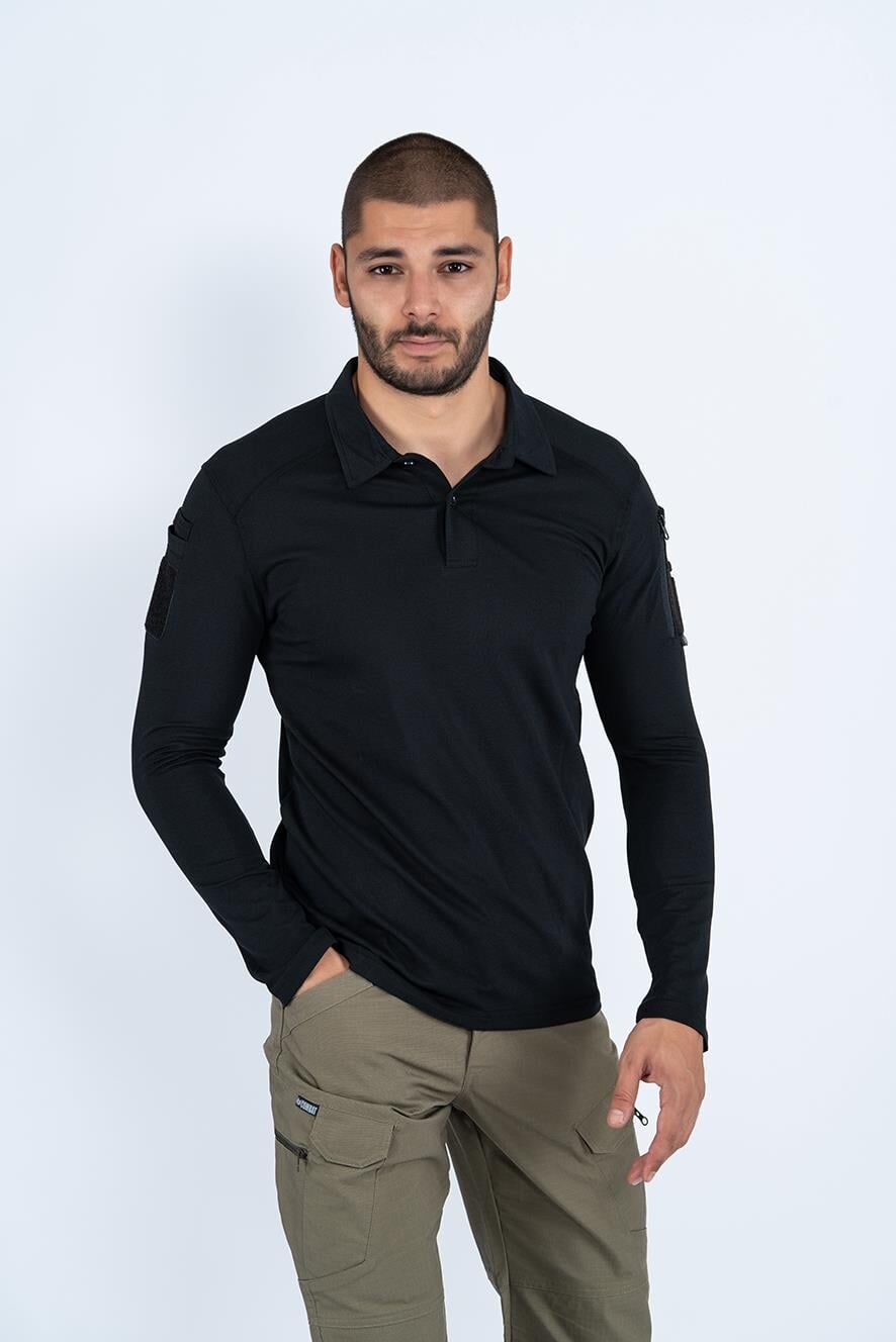 T-SHIRT TACTICAL U.KOL PİKE - 823 SİYAH