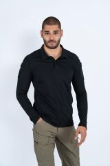 T-SHIRT TACTICAL U.KOL PİKE - 823 SİYAH